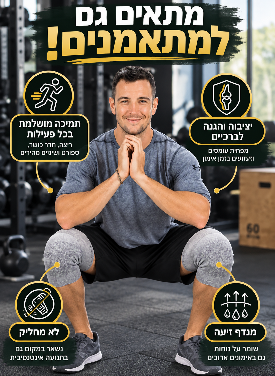™Noryvo Bamboo - שרוול ברך אלסטי מסיבי במבוק